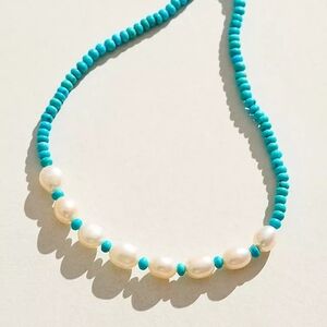 Free People Turquoise And Pearl Necklace